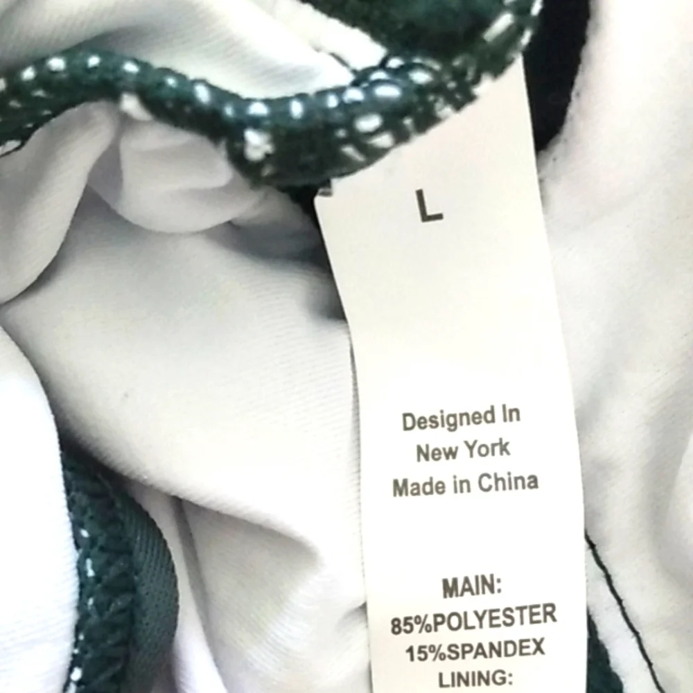 PLUNGE V-NECK MONOKINI Green Ruffle Trim Lace Up Back Ruched Swimsuit SIZE LARGE - Picture 14 of 15